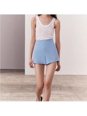 Zara Sky Blue High-Rise Skort